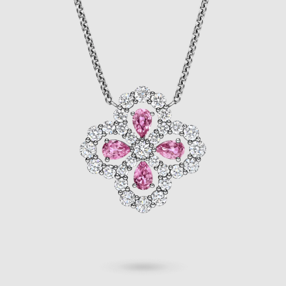 Diamond Loop Full Motif Pink Sapphire and Diamond Pendant